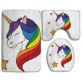 thumbnail image 1 of PUDMAD Rainbow Unicorn Stars1 3 Piece Bathroom Rugs Set Bath Rug Contour Mat and Toilet Lid Cover, 1 of 2
