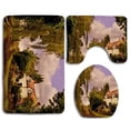 thumbnail image 1 of PUDMAD Rainy Day 3 Piece Bathroom Rugs Set Bath Rug Contour Mat and Toilet Lid Cover, 1 of 2