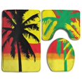 thumbnail image 1 of PUDMAD Rasta Palm Tree at Sunset 3 Piece Bathroom Rugs Set Bath Rug Contour Mat and Toilet Lid Cover, 1 of 2