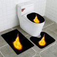thumbnail image 1 of PUDMAD Realistic Fireball Over a Black 3 Piece Bathroom Rugs Set Bath Rug Contour Mat and Toilet Lid Cover, 1 of 2