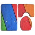 thumbnail image 1 of PUDMAD Red Blue Wooden Cabinet 3 Piece Bathroom Rugs Set Bath Rug Contour Mat and Toilet Lid Cover, 1 of 2