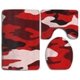 thumbnail image 1 of PUDMAD Red Camouflage 3 Piece Bathroom Rugs Set Bath Rug Contour Mat and Toilet Lid Cover, 1 of 2