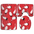 thumbnail image 1 of PUDMAD Red Flamingo 3 Piece Bathroom Rugs Set Bath Rug Contour Mat and Toilet Lid Cover, 1 of 2