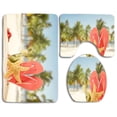 thumbnail image 1 of PUDMAD Red Flip Flops Sea Star in Sand 3 Piece Bathroom Rugs Set Bath Rug Contour Mat and Toilet Lid Cover, 1 of 2