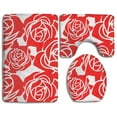 thumbnail image 1 of PUDMAD Red Flower Swirl 3 Piece Bathroom Rugs Set Bath Rug Contour Mat and Toilet Lid Cover, 1 of 2