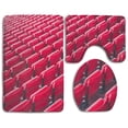 thumbnail image 1 of PUDMAD Red Gang Chair 3 Piece Bathroom Rugs Set Bath Rug Contour Mat and Toilet Lid Cover, 1 of 2