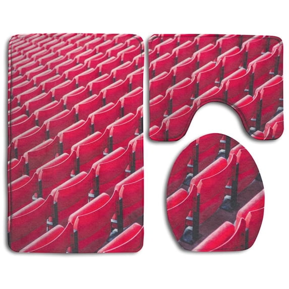 PUDMAD Red Gang Chair 3 Piece Bathroom Rugs Set Bath Rug Contour Mat and Toilet Lid Cover