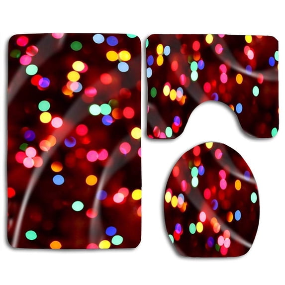 PUDMAD Red Light Star 3 Piece Bathroom Rugs Set Bath Rug Contour Mat and Toilet Lid Cover