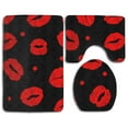 thumbnail image 1 of PUDMAD Red Lips 3 Piece Bathroom Rugs Set Bath Rug Contour Mat and Toilet Lid Cover, 1 of 2