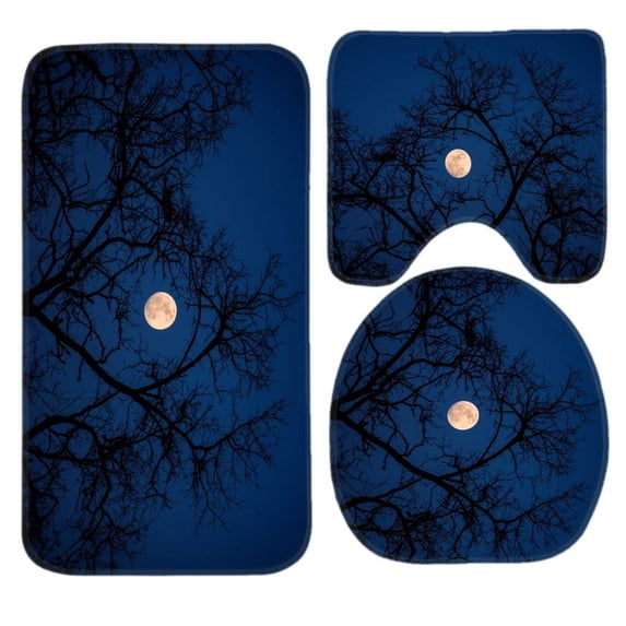 PUDMAD Red Mushroom and Caterpillar 3 Piece Bathroom Rugs Set Bath Rug Contour Mat and Toilet Lid Cover