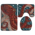 thumbnail image 1 of PUDMAD Red Octopus 3 Piece Bathroom Rugs Set Bath Rug Contour Mat and Toilet Lid Cover, 1 of 2