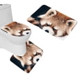 thumbnail image 1 of PUDMAD Red Panda Fluffy Lie 3 Piece Bathroom Rugs Set Bath Rug Contour Mat and Toilet Lid Cover, 1 of 2