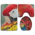 thumbnail image 1 of PUDMAD Red Parrot Bird Colorful Feather 3 Piece Bathroom Rugs Set Bath Rug Contour Mat and Toilet Lid Cover, 1 of 2