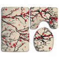 thumbnail image 1 of PUDMAD Red Plum Blossom 3 Piece Bathroom Rugs Set Bath Rug Contour Mat and Toilet Lid Cover, 1 of 2