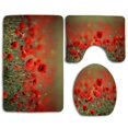 thumbnail image 1 of PUDMAD Red Poppy 3 Piece Bathroom Rugs Set Bath Rug Contour Mat and Toilet Lid Cover, 1 of 2