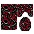 thumbnail image 1 of PUDMAD Red Prints Cherry 3 Piece Bathroom Rugs Set Bath Rug Contour Mat and Toilet Lid Cover, 1 of 2