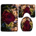 thumbnail image 1 of PUDMAD Red Rose Bokeh 3 Piece Bathroom Rugs Set Bath Rug Contour Mat and Toilet Lid Cover, 1 of 2