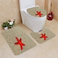 thumbnail image 1 of PUDMAD Red Starfish Beach 3 Piece Bathroom Rugs Set Bath Rug Contour Mat and Toilet Lid Cover, 1 of 2