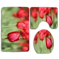 thumbnail image 1 of PUDMAD Red Tulip 3 Piece Bathroom Rugs Set Bath Rug Contour Mat and Toilet Lid Cover, 1 of 2