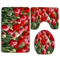 thumbnail image 1 of PUDMAD Red Tulips in Spring 3 Piece Bathroom Rugs Set Bath Rug Contour Mat and Toilet Lid Cover, 1 of 2