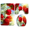 thumbnail image 1 of PUDMAD Red Tulips in Sunlight 3 Piece Bathroom Rugs Set Bath Rug Contour Mat and Toilet Lid Cover, 1 of 2