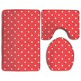 thumbnail image 1 of PUDMAD Red White Polka Dot 3 Piece Bathroom Rugs Set Bath Rug Contour Mat and Toilet Lid Cover, 1 of 2