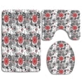 thumbnail image 1 of PUDMAD Red and Black Grunge Street Art Ethnic Mandala Themed Circles Rounds Art 3 Piece Bathroom Rugs Set Bath Rug Contour Mat and Toilet Lid Cover, 1 of 2