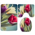thumbnail image 1 of PUDMAD Red and Purple Tulips 3 Piece Bathroom Rugs Set Bath Rug Contour Mat and Toilet Lid Cover, 1 of 2