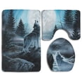thumbnail image 1 of PUDMAD Resentment Wolf 3 Piece Bathroom Rugs Set Bath Rug Contour Mat and Toilet Lid Cover, 1 of 2