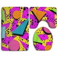 thumbnail image 1 of PUDMAD Retro 80s Memphis Fashion Style 3 Piece Bathroom Rugs Set Bath Rug Contour Mat and Toilet Lid Cover, 1 of 2