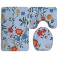 thumbnail image 1 of PUDMAD Retro Art Small Floral 3 Piece Bathroom Rugs Set Bath Rug Contour Mat and Toilet Lid Cover, 1 of 2