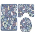 thumbnail image 1 of PUDMAD Retro Blue Flowers 3 Piece Bathroom Rugs Set Bath Rug Contour Mat and Toilet Lid Cover, 1 of 2