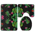 thumbnail image 1 of PUDMAD Retro Cactus Bright Rebelmod 3 Piece Bathroom Rugs Set Bath Rug Contour Mat and Toilet Lid Cover, 1 of 2