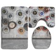 thumbnail image 1 of PUDMAD Retro Clocks Wall 3 Piece Bathroom Rugs Set Bath Rug Contour Mat and Toilet Lid Cover, 1 of 2