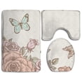 thumbnail image 1 of PUDMAD Retro Flower 3 Piece Bathroom Rugs Set Bath Rug Contour Mat and Toilet Lid Cover, 1 of 2