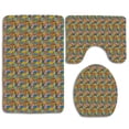 thumbnail image 1 of PUDMAD Retro Flowers 3 Piece Bathroom Rugs Set Bath Rug Contour Mat and Toilet Lid Cover, 1 of 2