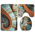 thumbnail image 1 of PUDMAD Retro Octopus 3 Piece Bathroom Rugs Set Bath Rug Contour Mat and Toilet Lid Cover, 1 of 2