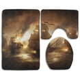thumbnail image 1 of PUDMAD Retro Pirate Ship Windstorm 3 Piece Bathroom Rugs Set Bath Rug Contour Mat and Toilet Lid Cover, 1 of 2