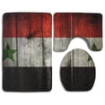 thumbnail image 1 of PUDMAD Retro Wood Syrian Flag 3 Piece Bathroom Rugs Set Bath Rug Contour Mat and Toilet Lid Cover, 1 of 2