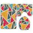thumbnail image 1 of PUDMAD Retro funk Art Stylized Abstract Geometric Grunge Triangles Murky Artistic Graphic 3 Piece Bathroom Rugs Set Bath Rug Contour Mat and Toilet Lid Cover, 1 of 2
