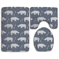 thumbnail image 1 of PUDMAD Rhino Geometric Dark Blue 3 Piece Bathroom Rugs Set Bath Rug Contour Mat and Toilet Lid Cover, 1 of 2