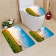 thumbnail image 1 of PUDMAD Rice fild Evening Sky 3 Piece Bathroom Rugs Set Bath Rug Contour Mat and Toilet Lid Cover, 1 of 2