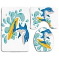 thumbnail image 1 of PUDMAD Ride Wave Funny Shark Surfing in Ocean Athletic Fish Graphic Art 3 Piece Bathroom Rugs Set Bath Rug Contour Mat and Toilet Lid Cover, 1 of 2