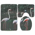 thumbnail image 1 of PUDMAD River Flamingo Bird 3 Piece Bathroom Rugs Set Bath Rug Contour Mat and Toilet Lid Cover, 1 of 2
