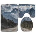 thumbnail image 1 of PUDMAD Road Endless Mountain 3 Piece Bathroom Rugs Set Bath Rug Contour Mat and Toilet Lid Cover, 1 of 2