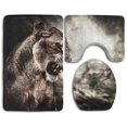 thumbnail image 1 of PUDMAD Roaring Lioness Against Stormy Sky 3 Piece Bathroom Rugs Set Bath Rug Contour Mat and Toilet Lid Cover, 1 of 2