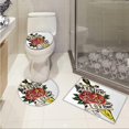 thumbnail image 1 of PUDMAD Rose Flower Dagger in Tattoo Art 3 Piece Bathroom Rugs Set Bath Rug Contour Mat and Toilet Lid Cover, 1 of 2