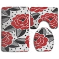 thumbnail image 1 of PUDMAD Rose Petal 3 Piece Bathroom Rugs Set Bath Rug Contour Mat and Toilet Lid Cover, 1 of 2