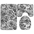 thumbnail image 1 of PUDMAD Rose Platinum Roses 3 Piece Bathroom Rugs Set Bath Rug Contour Mat and Toilet Lid Cover, 1 of 2