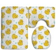 thumbnail image 1 of PUDMAD Rubber Duck 3 Piece Bathroom Rugs Set Bath Rug Contour Mat and Toilet Lid Cover, 1 of 2